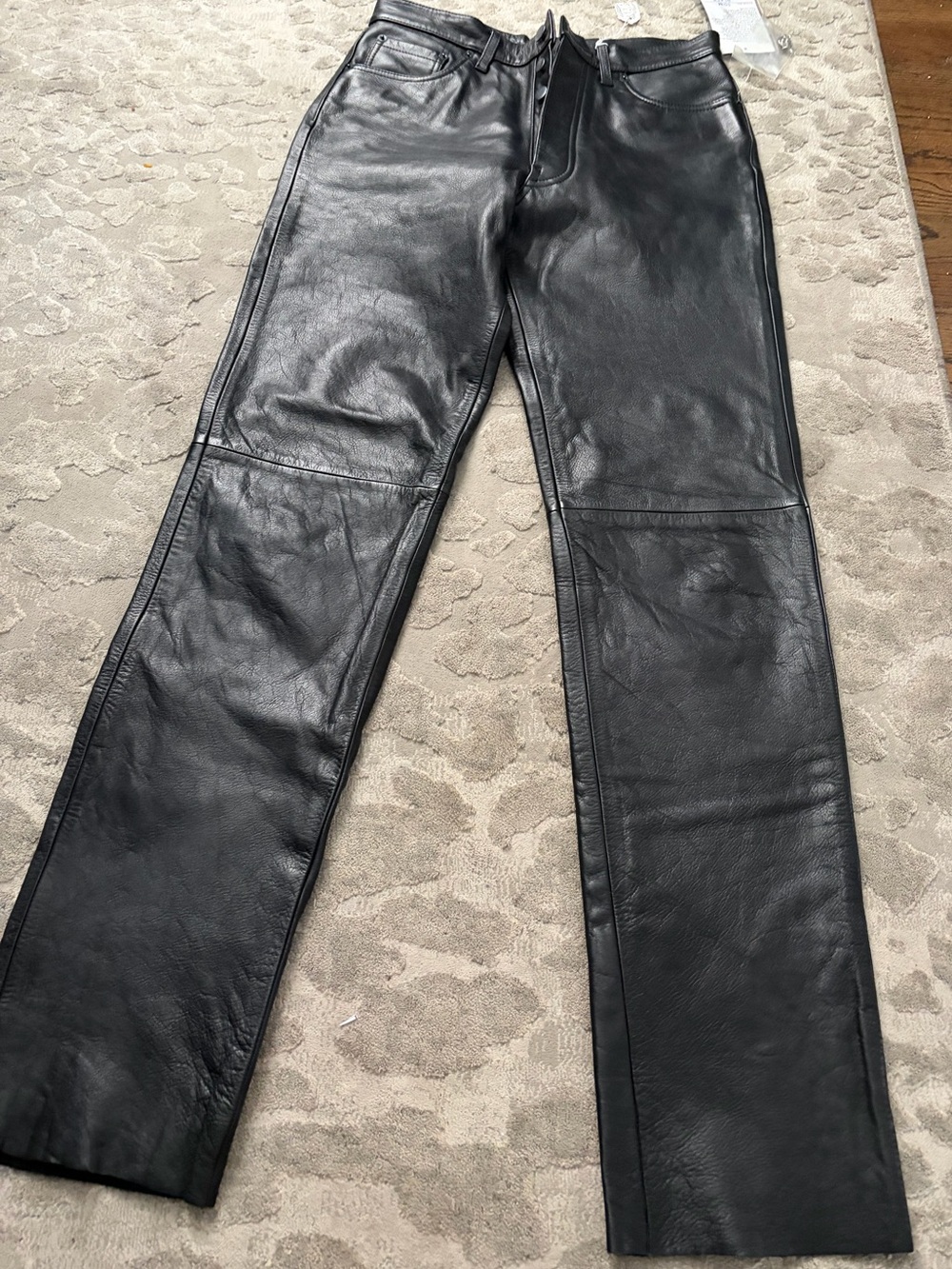 NWT ✨ Verducci Black Leather Straight-Leg pants size 29